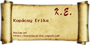 Kopácsy Erika névjegykártya